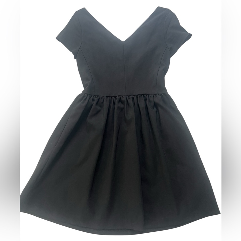Zara‎ Trafaluc Dress Mini Length Short Sleeve V Neck Plain S Black